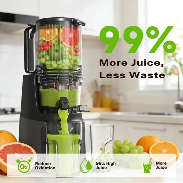 Detalle de Cold Press Juicer with 5.3-Inch Wide Feed Chute (Slow Masticating, Gray)