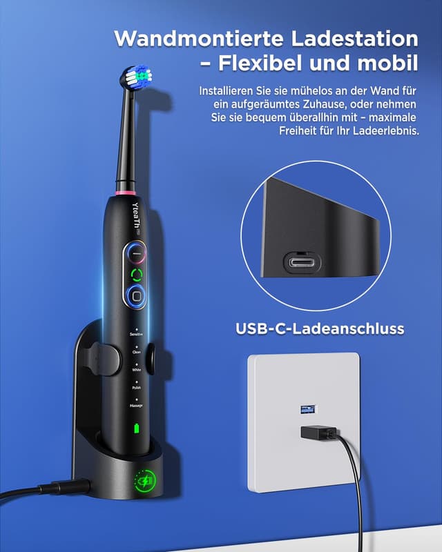 Detalle de Rotierende Zahnbürste mit 8 Aufsteckbürsten