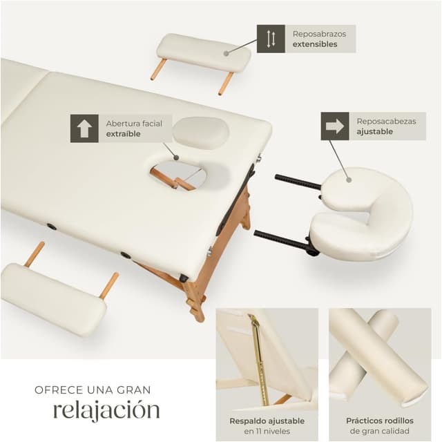 Thumbnail 3 de tectake Camilla Masaje Plegable de Madera Beige