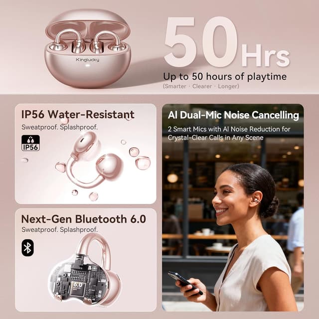 Thumbnail 5 de Kinglucky Upgraded Clip-On Earbuds 50H playtime