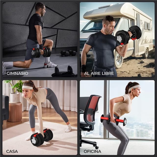 Thumbnail 1 de Yaheetech Mancuerna ajustable 12 en 1 con base 🏋️♂️