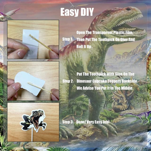 Thumbnail 2 de Dinosaur cupcake toppers kit 31pcs