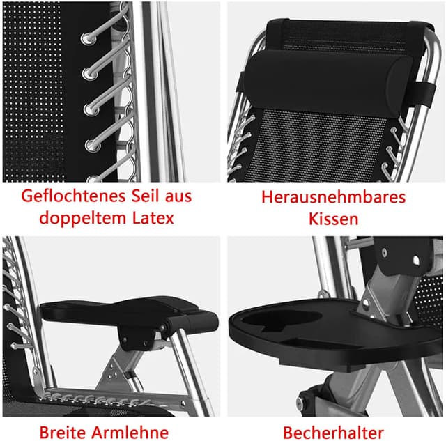 Detalle de TYGYSDO chaise longue de jardin pliable 200 kg avec dossier haut réglable et appuie-tête