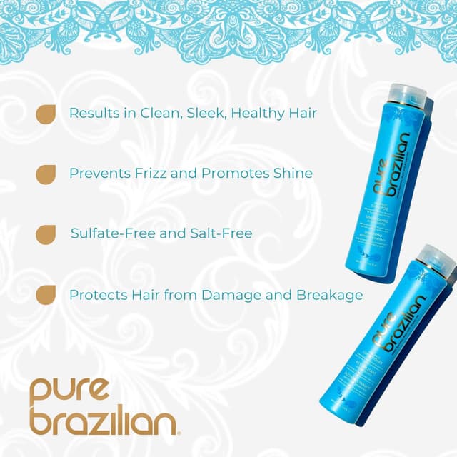 Detalle 2 de Pure Brazilian Anti-Frizz Daily Shampoo & Conditioner Duo (Salt-Free, Color Safe)