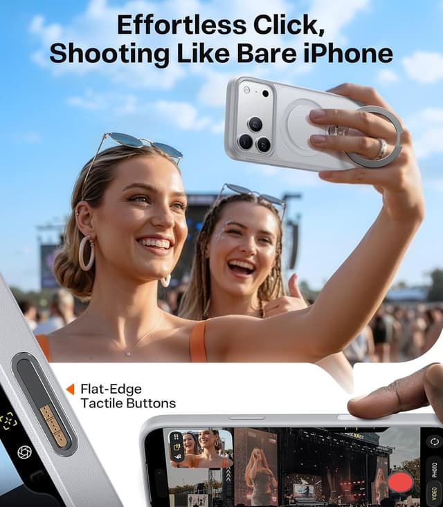 Detalle de TORRAS Q3 Spin Case for iPhone 17 Pro Max with 360° Magnetic Stand & MagSafe, Mist Grey