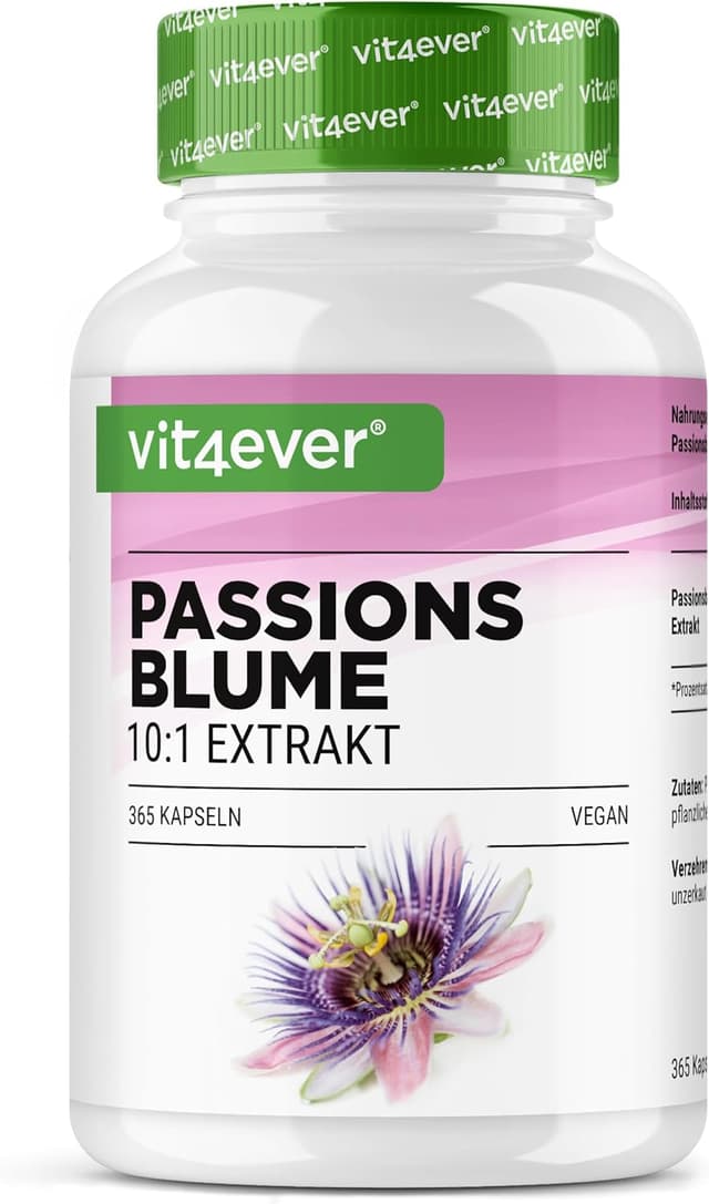 Detalle de Passionsblume Extrakt Premium 10:1 (1.100 mg) – 365 vegane Kapseln