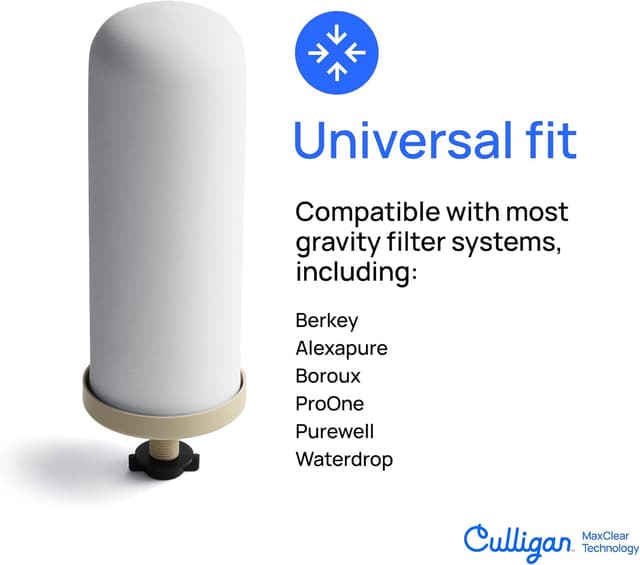 Detalle de Culligan MaxClear 7” Gravity Water Filter Replacement (2-Pack) for ProOne & Berkey Systems