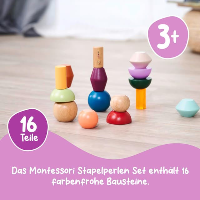 Thumbnail 1 de Eichhorn Montessori 16 Stapel-Perlen Holzset