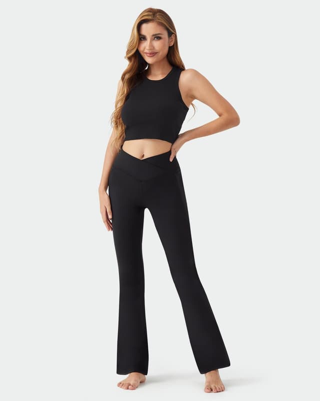 Detalle de Zylioo Lang Bein Bootcut Leggings (Tall/Extra Tall) für Yoga & Fitness
