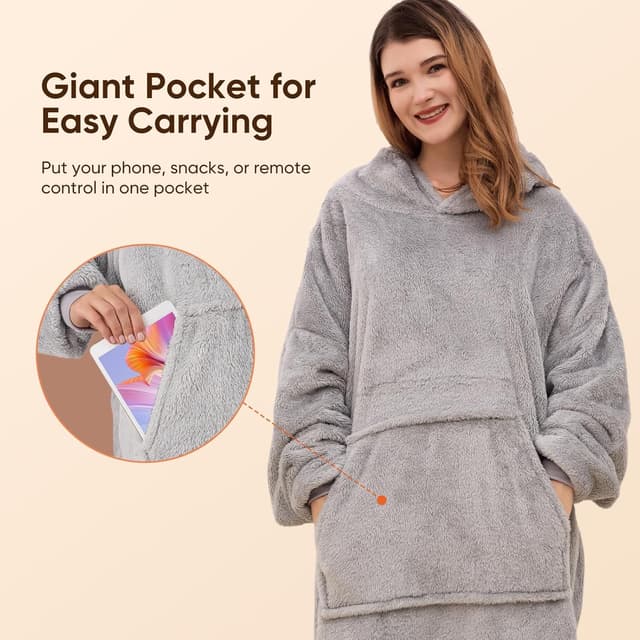 Thumbnail 3 de Wearable Blanket Hoodie 95x85cm Comfort Hoodie