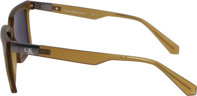 Detalle de Calvin Klein Jeans CKJ23659S 309 Khaki occhiali da sole unisex square con lenti specchiate