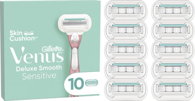 Detalle 2 de Gillette Venus Deluxe Smooth Sensitive Ersatzklingen – 10 Stück