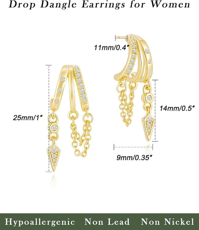 Detalle de HANLI Ohrringe Silber 925 mit 3 Ketten