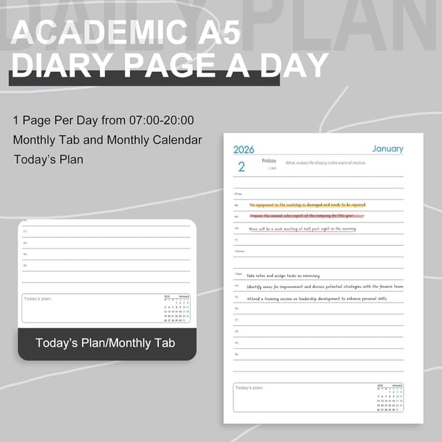 Detalle 2 de Agenda Escolar 2026 A5 una página por día