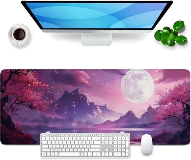 Detalle de Tapis de souris japonais XL 80 x 30 cm Fleur de cerisier rose (sous-main gaming pour bureau)