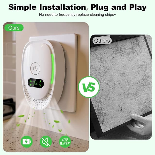 Detalle 1 de Ionic Mini Plug-In Air Purifier (Ionic Ioniser), Low-Noise Filterless Negative Ion Freshener – 2 Pack