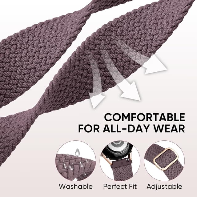 Detalle de Joehwerr 4 Pack Braided Straps (20mm elastic sport bands) for Samsung Galaxy Watch models