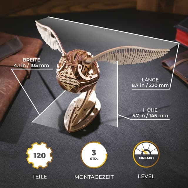 Thumbnail 6 de UGEARS Goldener Schnatz Harry-Potter 3D-Holzpuzzle für Erwachsene – mechanisches Modell zum Selberbauen