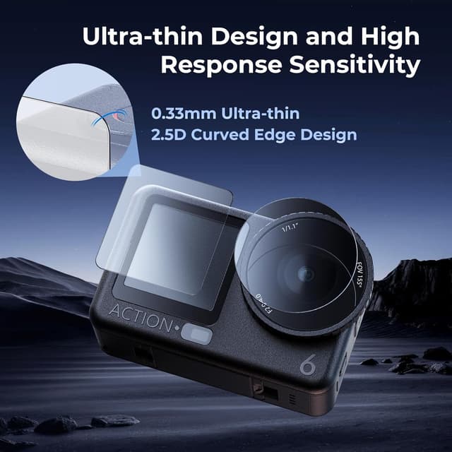 Detalle de SmallRig Kit de protection d’écran en verre trempé pour DJI Osmo Action 6 (5892) – intégrale, ultra-fin