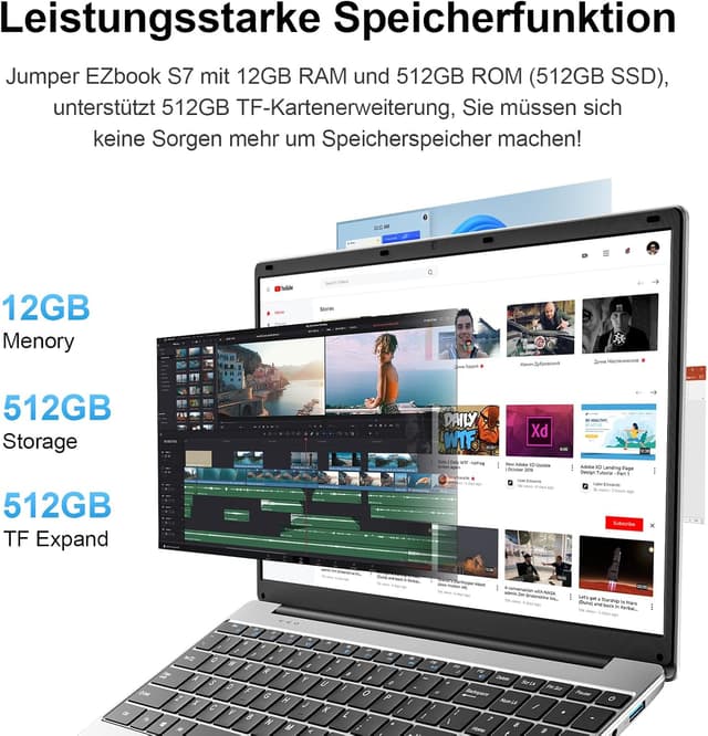 Detalle 2 de jumper 2026 Laptop 15,6 Zoll (FHD) mit 12 GB RAM, 512 GB SSD und Office 365