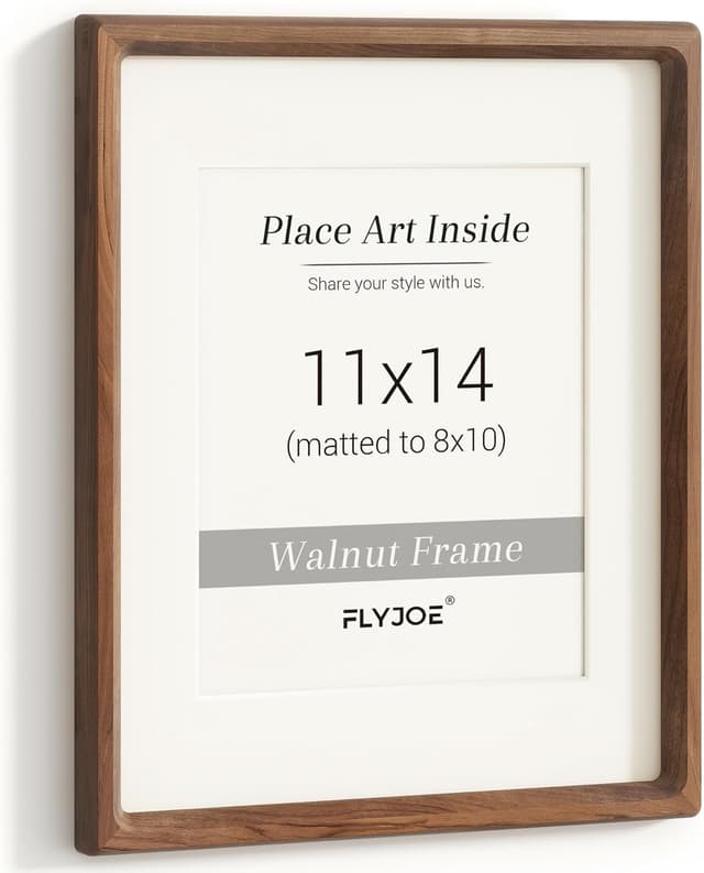Detalle de FLYJOE 11x14 Picture Frame in Natural Walnut Wood with Tempered Glass (Fits 8x10 Photos)