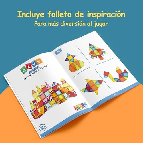 Detalle de Olvy juego de 120 bloques de construcción magnéticos Montessori (120 azulejos magnéticos) desde 3 años