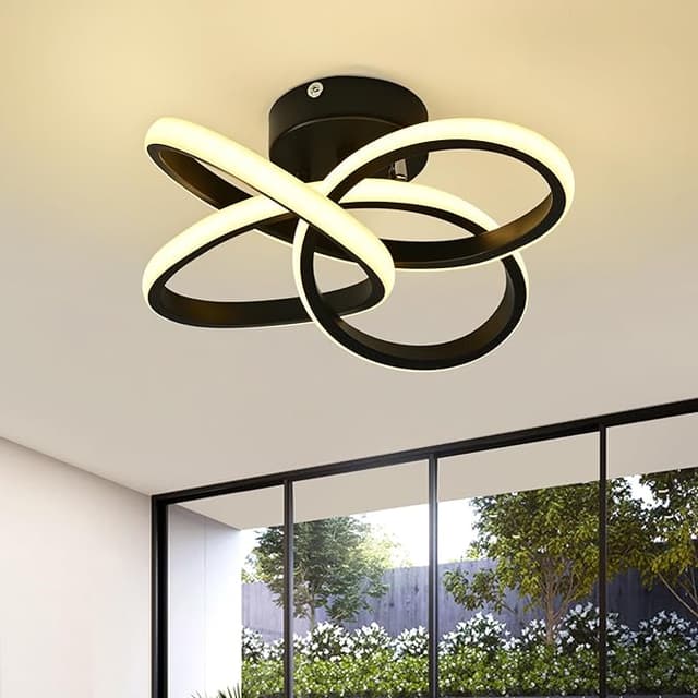 Imagen de Plafón LED 36W Moderna Flor🌸 Luz Cálida 3000K Negro en OfertitasTOP