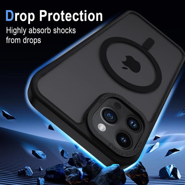 Detalle 2 de Coque XTCASE pour iPhone 12 Pro Max magnétique compatible MagSafe – dos translucide mat, protection anti-rayures et bumper TPU antichoc (noir)