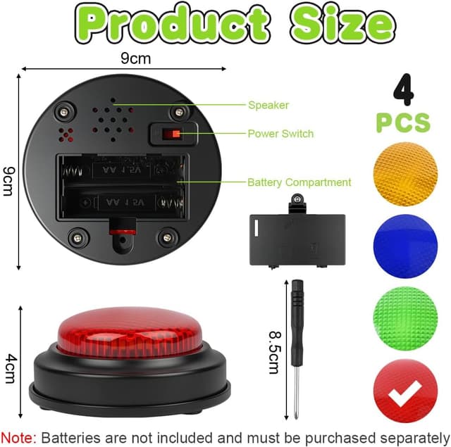 Thumbnail 1 de Adiwo Set von 4 Buzzern für Quizspiele