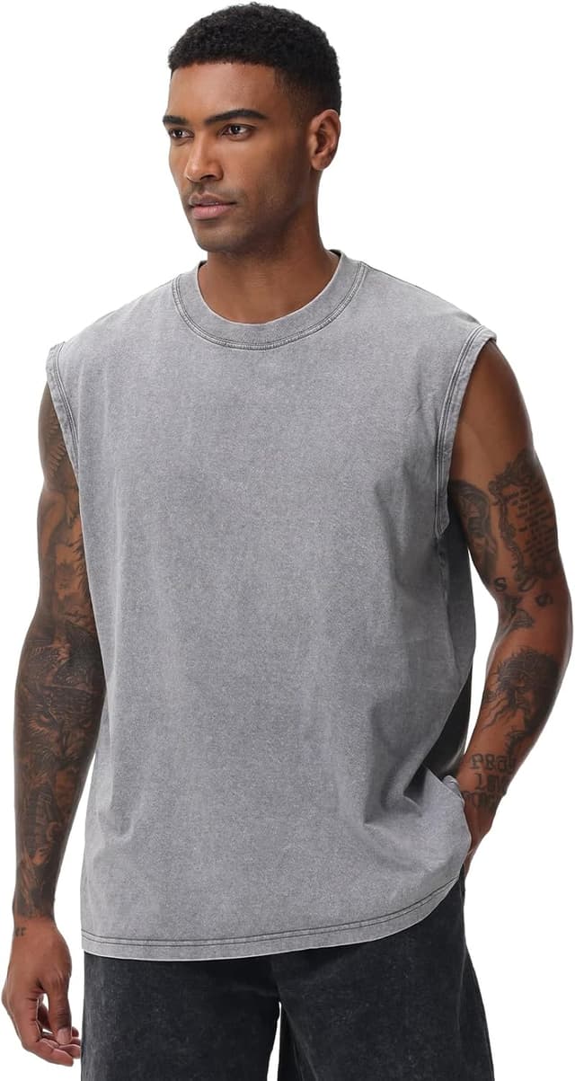 Detalle 2 de Mens Workout Tank Tops Sleeveless Muscle Tank 🏋