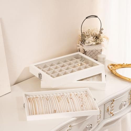 Thumbnail 6 de Lolalet bandeja organizadora para collares con tapa (18 ganchos) para cajón o tocador