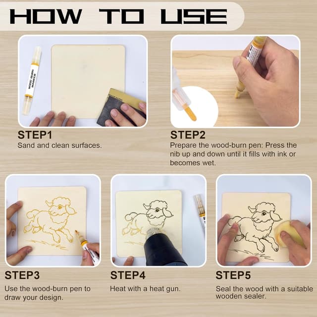 Detalle de kintsukuroi Wooden Burning Marker (2PCS) – double-sided wood burn pen for beginners’ DIY