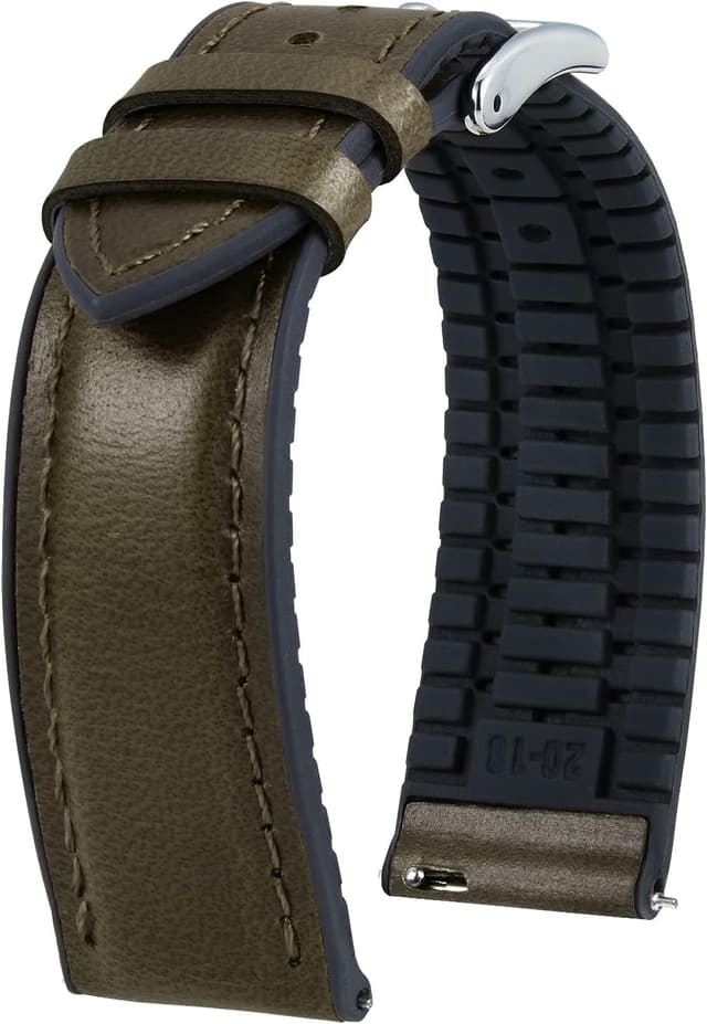 Detalle de BINLUN Leather Watch Strap (Oil Wax Leather + Silicone Hybrid) in multiple widths