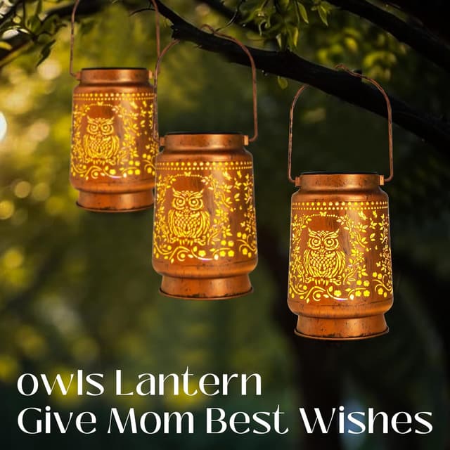 Thumbnail 6 de Owl Gifts for Women solar owl garden lantern (outdoor LED) with antique bronze look and automatic light sensor