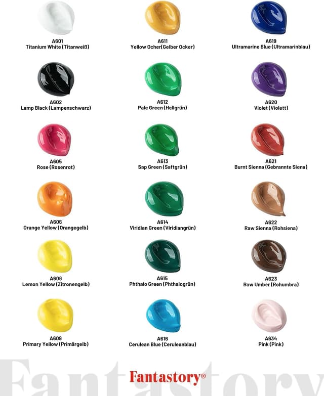 Detalle 2 de Acrylfarben Set 18 Farben 60 ml mit Pinseln