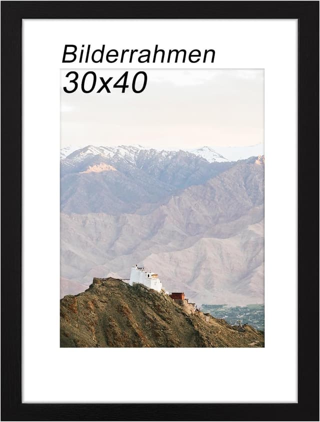 Detalle de RUN HELIX Bilderrahmen 30x40 cm Schwarz mit Passepartout und bruchsicherem Acrylglas