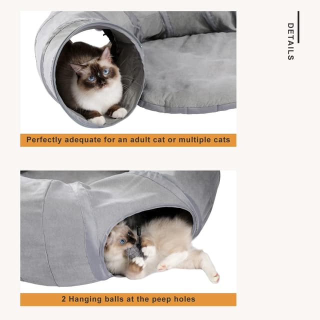 Detalle de PAWZ Road Upgrade Katzentunnel (rund/halbrund) mit Matte, faltbar & abnehmbar – grau