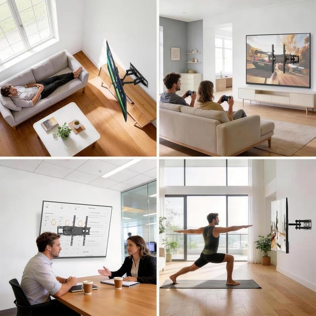 Thumbnail 6 de TV Wandhalterung schwenkbar & neigbar (32–70 Zoll, bis 50 kg, VESA bis 400x400) mit Doppelarm-Design