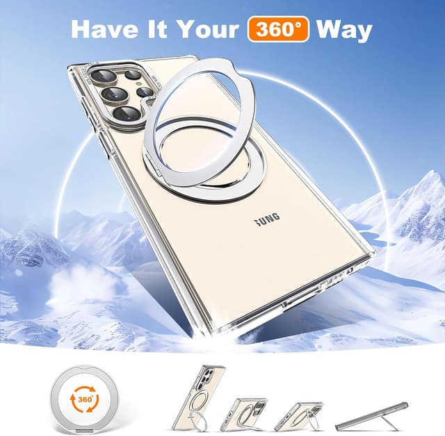 Thumbnail 1 de Zalinbo Compatible with Samsung Galaxy S24 Ultra Case with 360° Rotatable Magnetic Ring Stand (Mag-Safe, Shockproof)