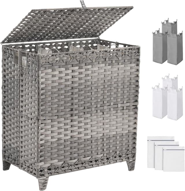 Imagen de Laundry Hamper 190L 3-Section with Lid en OfertitasTOP