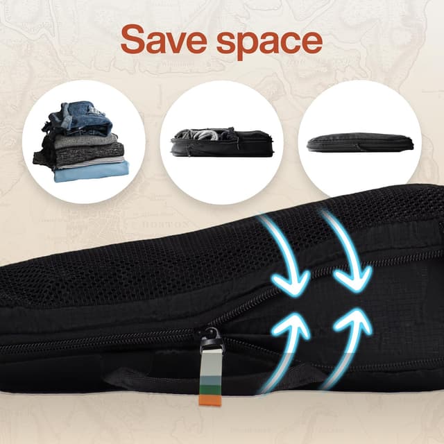 Detalle 2 de Travel Dude Compression Packing Cubes (4-piece set) – lightweight compressible organisers in all black