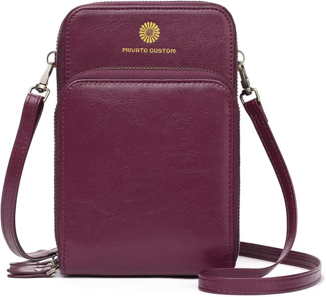 Detalle de SENDEFN genuine leather phone bag crossbody (small, multi-compartment) for women