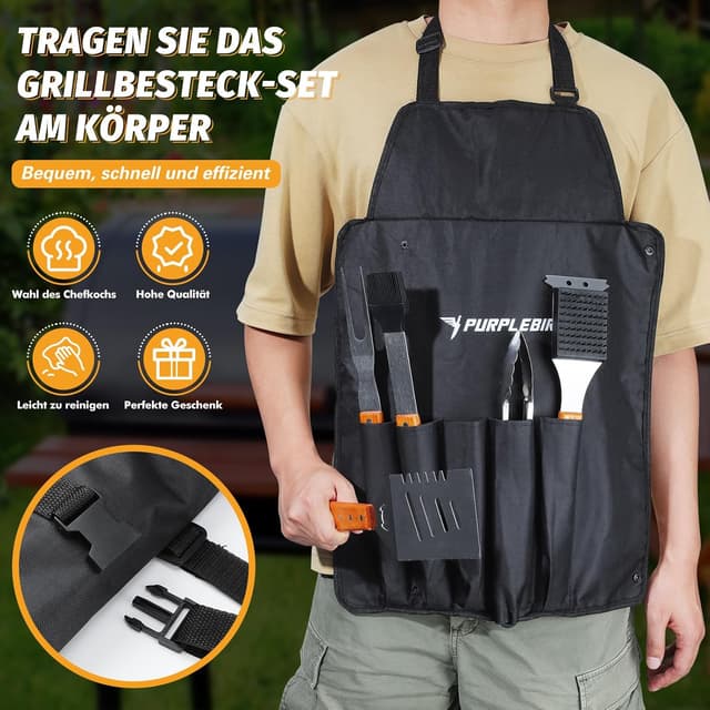 Detalle 2 de PURPLEBIRD Grillbesteckset 5-teilig aus Edelstahl
