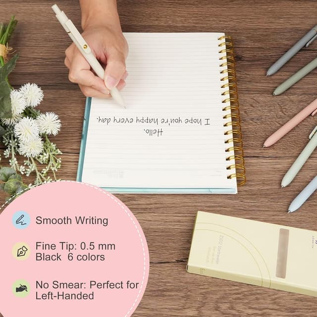 Detalle 2 de Ddaowanx Gel Pens (6-Pack) 0.5mm Quick-Dry Retractable Black Ink Fine Point