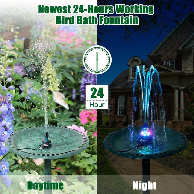 Detalle de SZMP 24-Hours Working Pond Fountain Pump with 7 Nozzles and LED Lights (UK Plug)