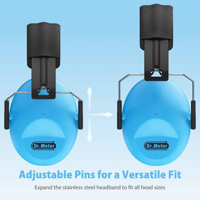 Detalle de Dr.meter Kids Ear Defenders (SNR 27.4dB) – Noise Cancelling Hearing Protection for Autism Sensory + Fireworks/Monster Trucks, Adjustable Headband