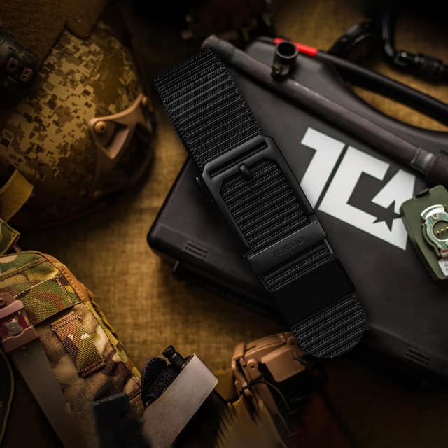 Detalle 1 de JUKMO Men’s Ratchet Tactical Belt (1.5-inch) with Automatic Slide Buckle, Adjustable Nylon Web Work Belt