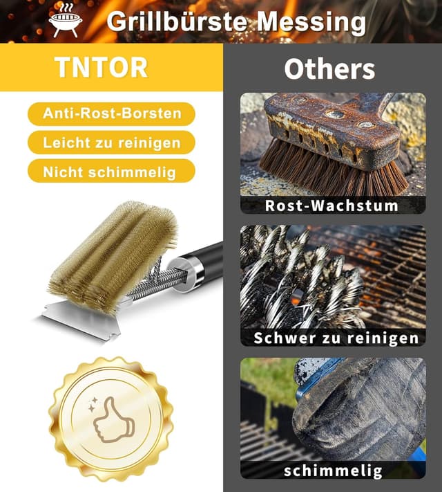Detalle 1 de TNTOR Grillbürste Messing 2er Set für Rost