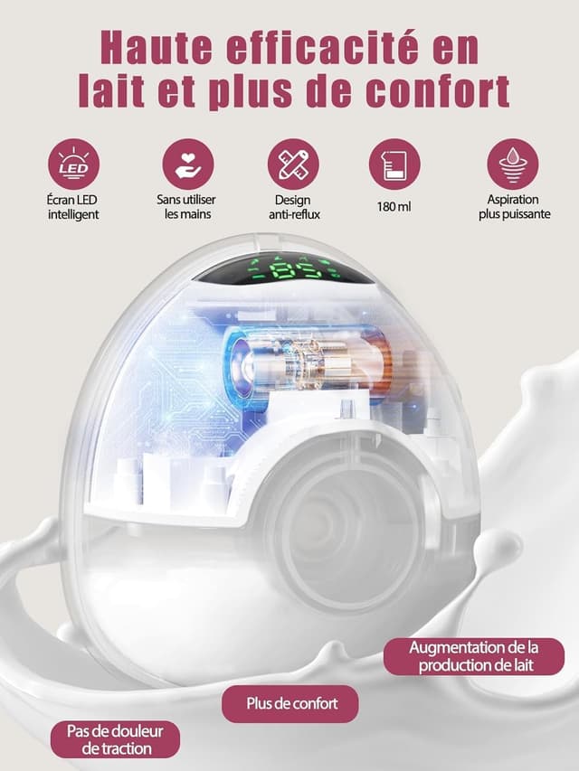 Thumbnail 2 de Wearable Hands-Free-Breast-Pump mit 12 Saugstufen, Anti-Leak- & Anti-Backflow-Design (BPA-freies Silikon) – leise elektrische Pumpe