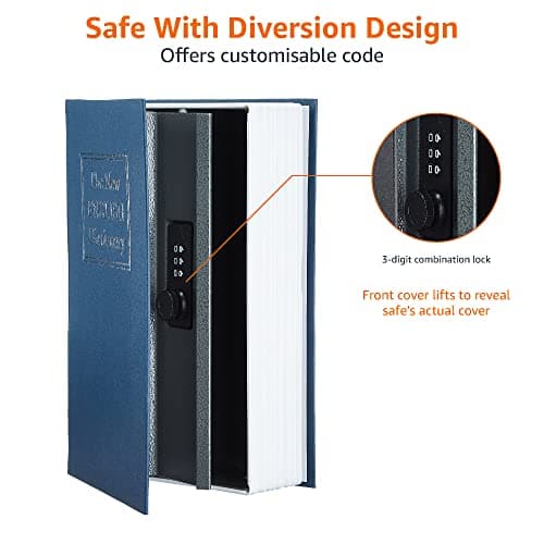 Thumbnail 3 de Amazon Basics Caja de seguridad en forma de libro Grande azul